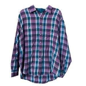 Vintage Plaid Flannel Button Down Shirt 1970s 1980s